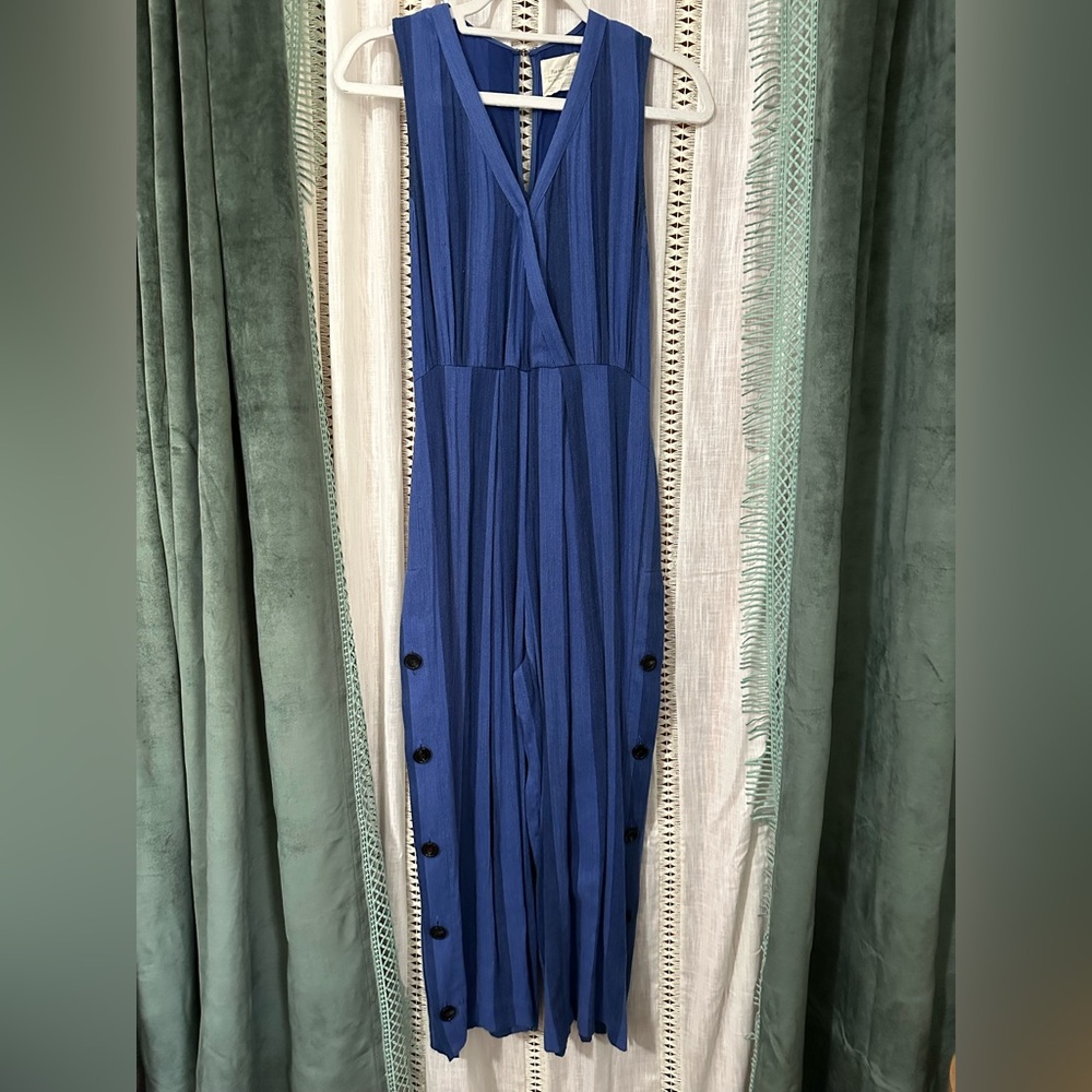 Anthropologie Marina Jumpsuit Blue. Size S Petite. GUC